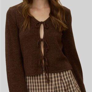 Nordstrom Rack Women's Front Tie Cardigan (Brown, S)
